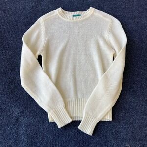 C.V. Ltd. Sweater Womens Medium White Crewneck Pullover Soft Knit Classic Cozy